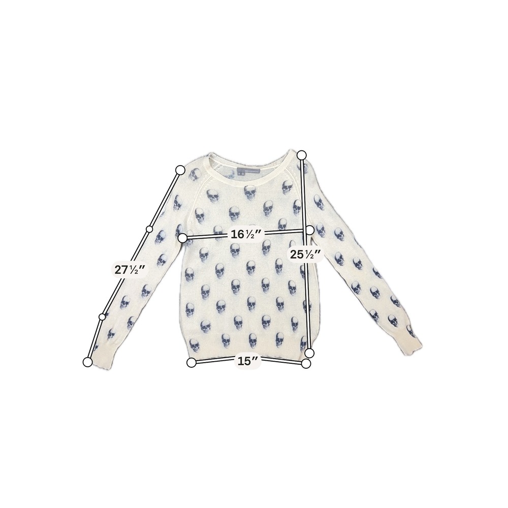 360 Cashmere Skull Print Sweater Cream Charcoal 100% Cashmere Pullover 20166 M - Picture 10 of 11
